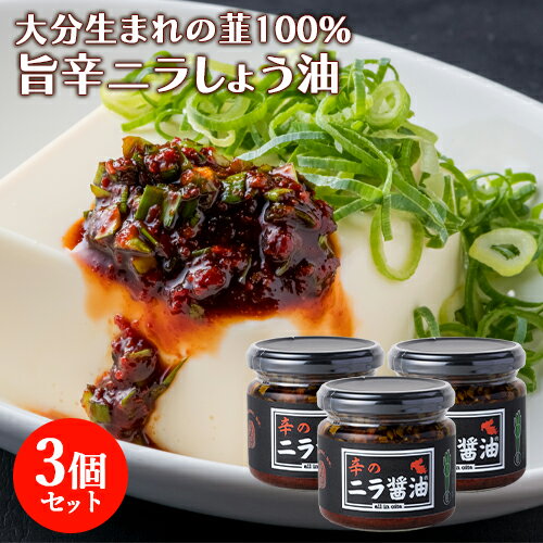 化学調味料＆甘味料不使用 大分県産にらをたっぷり使用 辛のニラ醤油 140g×3個セット 辛味万能調味料 ご飯のお供 辛い物好きに Log Style【送料込】 OIKI