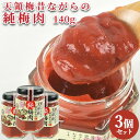 合成保存料 合成着色料は不使用 純梅肉 140g×3 日田市 大山町 大分県 ペースト 梅料理 梅だれ ながお梅園【送料込】