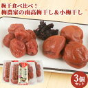 梅干を食べ比べ! 日田天領梅セット 180g×3 梅と塩のみ 南高梅 七折 日田市 大山町 大分県 お弁当 おにぎり おかず しそ漬け ながお梅園【送料込】