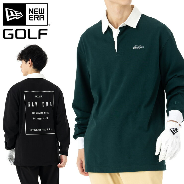 楽天ONSPOTZニューエラ ゴルフ ウェア NEW ERA GOLF 長袖 ラガーシャツ ポロシャツ 黒 コットン 綿 メンズ レディース ブランド おしゃれ かっこいい 人気 オーバーサイズ 春 夏 秋 冬 ニューエラー 正規品 大きい 小さい サイズ ユニセックス 男女兼用 ストリート 夏用 冬用