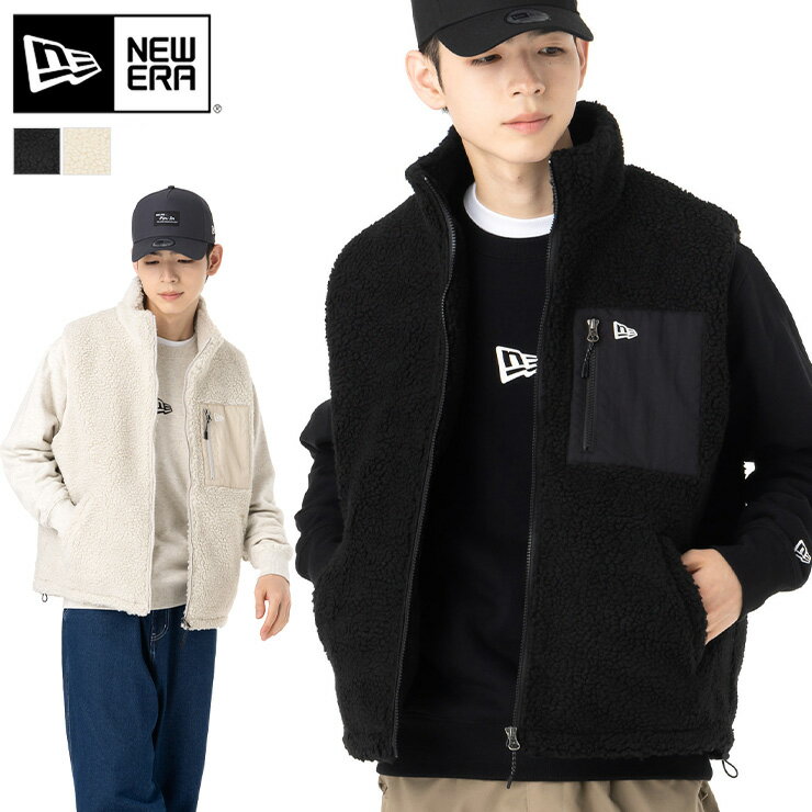 【クーポン利用で5%OFF】11月30日限定!ニューエラ ベスト NEW ERA 黒 白 ボア ファー フリース メンズ レディース ブランド おしゃれ かっこ...