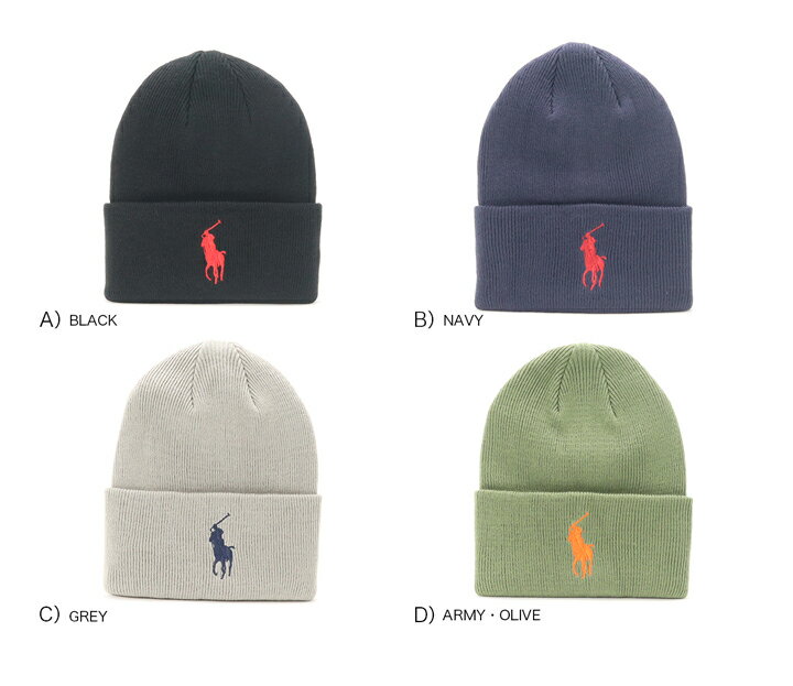 ポロ ラルフローレン POLO RALPH LAUREN 帽子 ニット帽 ビッグ ポニー BIG PONY CUFF HAT ワンポイント ポニー ロゴ 折り返しブ ニットキャップ シンプル フリー 伸縮 秋冬 メンズ レディース