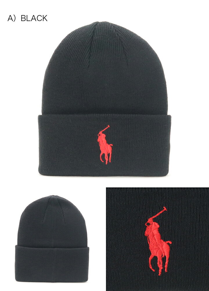 ポロ ラルフローレン POLO RALPH LAUREN 帽子 ニット帽 ビッグ ポニー BIG PONY CUFF HAT ワンポイント ポニー ロゴ 折り返しブ ニットキャップ シンプル フリー 伸縮 秋冬 メンズ レディース