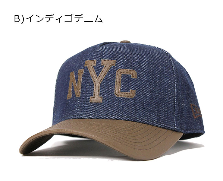 ニューエラ キャップ スナップバック 9FORTY Aフレーム デニム NYC インディゴデニム/ブラウン NEW ERA
