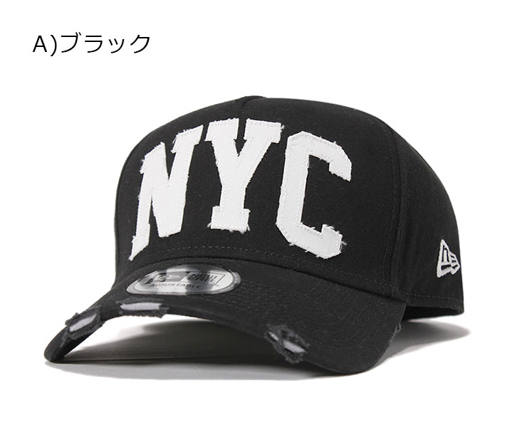 ニューエラ キャップ スナップバック 9FORTY Aフレーム DAMAGED ARCH NYC ブラック ダメージ加工 NEW ERA
