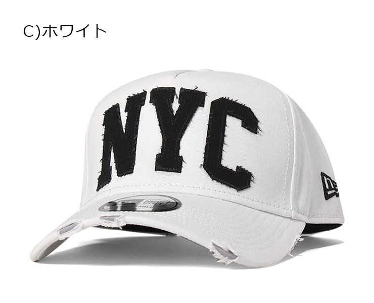 ニューエラ キャップ スナップバック 9FORTY Aフレーム DAMAGED ARCH NYC ホワイト ダメージ加工 NEW ERA