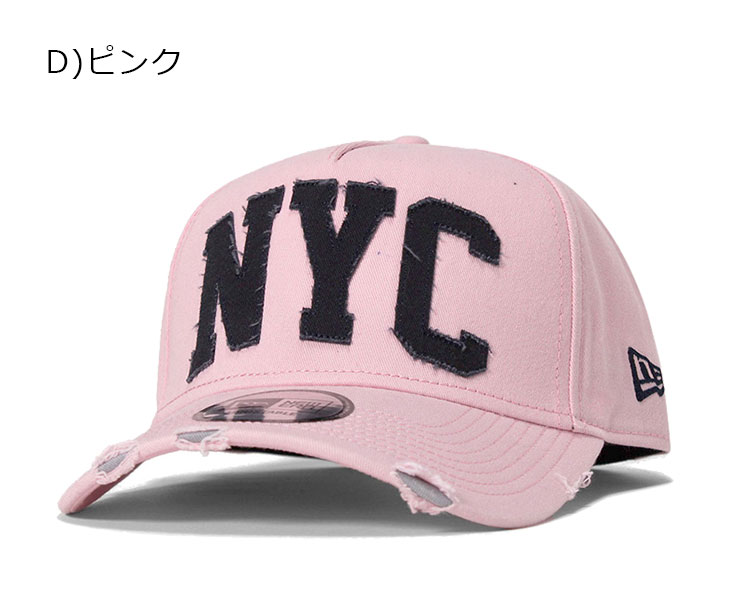 ニューエラ キャップ スナップバック 9FORTY Aフレーム DAMAGED ARCH NYC ピンク ダメージ加工 NEW ERA