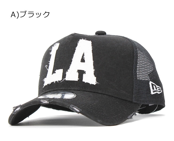 ニューエラ ゴルフ キャップ スナップバック 9FORTY Aフレーム DAMAGED LA ブラック ダメージ加工 NEW ERA GOLF