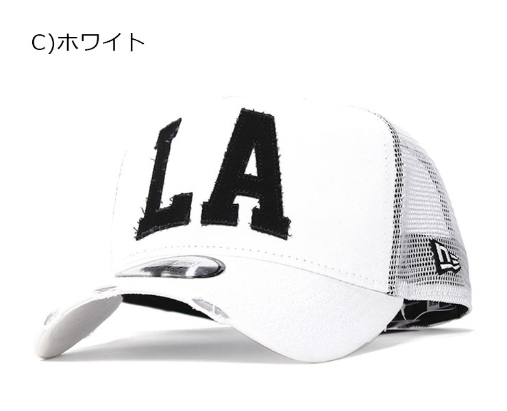 ニューエラ ゴルフ キャップ スナップバック 9FORTY Aフレーム DAMAGED LA ホワイト ダメージ加工 NEW ERA GOLF