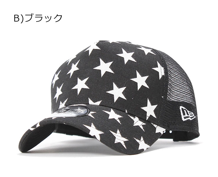 ニューエラ メッシュキャップ 9FORTY Aフレーム スター リネン ブラック NEW ERA
