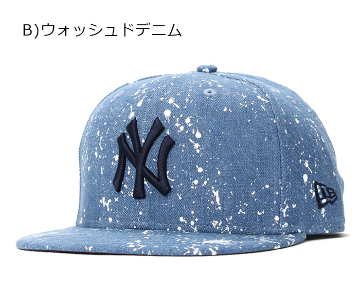ニューエラ キャップ 59FIFTY スプラッシュペイント MLB ニューヨークヤンキース ウォッシュドデニム NEW ERA