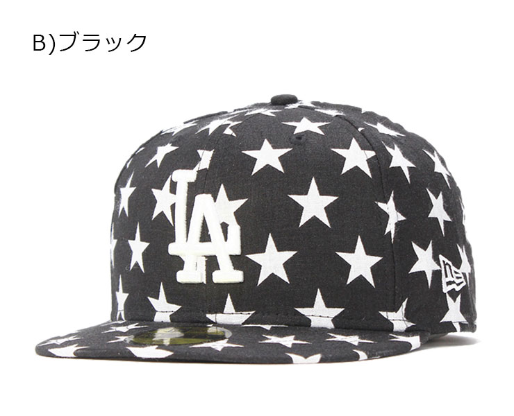 ニューエラ キャップ 59FIFTY スター リネン MLB ロサンゼルス ドジャース ブラック NEW ERA