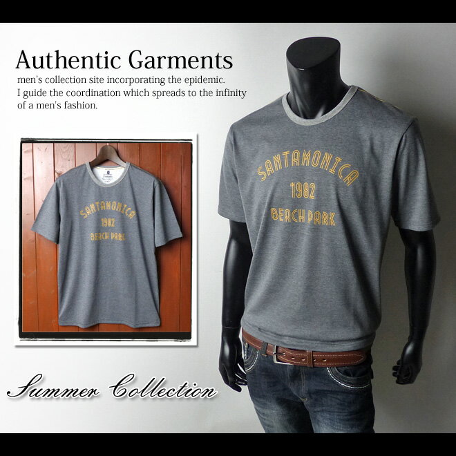 【送料無料】メンズ Tシャツ 半袖 Authentic Garments ロゴグラフィックデザイン クルーネック【メール便対応】