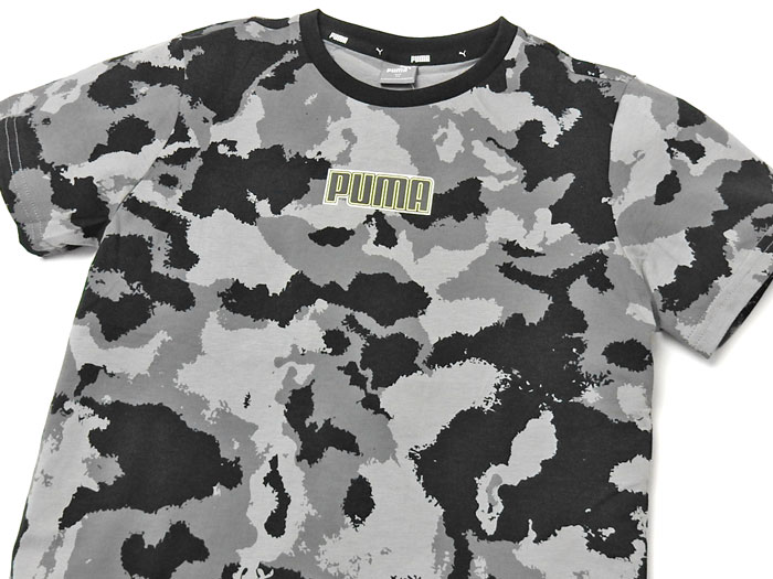 【送料無料】男児 ジュニア 本体コットン100％ 半袖 Tシャツ PUMA/プーマ 迷彩柄 ロゴプリント 子供服 男の子 140cm 150cm 160cm td-0406b-bk【メール便対応】 3