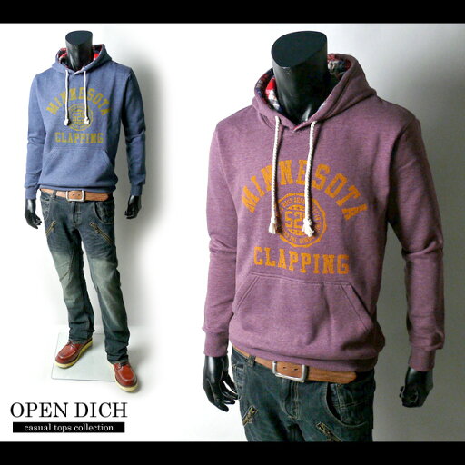 【OPEN DICH】クラックプリント片染め裏起毛長袖プルパーカー 【OPEN DICH】クラックプリント片染め裏起毛長袖プルパーカー