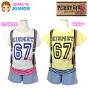 【送料無料】子供服 女の子 Tシャツ 半袖 PERKY GIRL サスペンダー付き 重ね着風 ボーダー ラメプリント ワッペン 女児 ジュニア 140cm 150cm 160cm【メール便対応】(4)