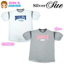 【送料無料】子供服 女の子 ワンピース 半袖 Silver Sue BIGシルエット ミニ裏毛 パフスリーブ ロゴプリント 前後差裾 女児 ジュニア 140cm...