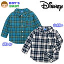 【送料無料】男児 ベビー 長袖 シャツ Disney/ディズニー ビエラ 綿100% チェック柄 ミッキープリント 刺繍 ベビー服 男の子 90cm 95cm ...