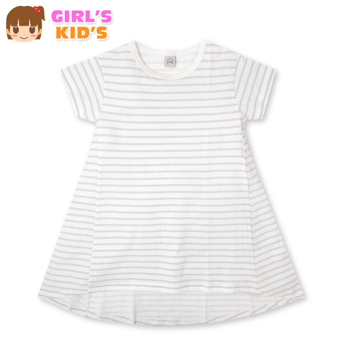 乐天商城 - 【送料無料】女児 キッズ 本体綿100％ 半袖 ワンピース 天竺素材 ボーダー柄 フィッシュテール 子供服 女の子 110cm 120cm 130cm iw-0234b【メール便対応】