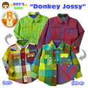 【送料無料】【男児ベビー】【シャツ】Donkey Jossy/ドンキー・ジョシー チェック柄ダブルガーゼ リバーシブル長袖シャツ【90cm】【95cm】【メール便対応】