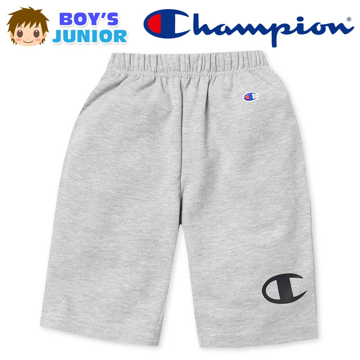 Other - 【送料無料】男児 ジュニア ダブルニット ハーフ パンツ Champion/チャンピオン ロゴプリント 刺繍 ウエストゴム 子供服 男の子 140cm 150cm 160cm td-0643a-gy【メール便対応】
