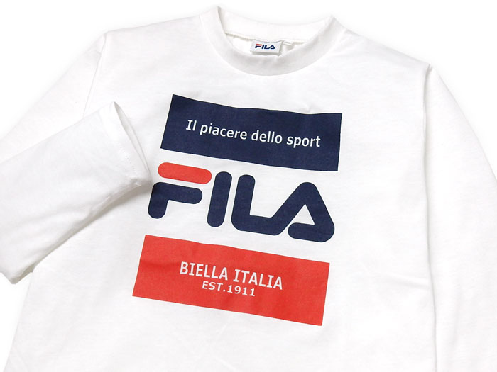 【送料無料】男児 ジュニア 長袖 Tシャツ FILA/フィラ 綿混 ロゴプリント 子供服 男の子 140cm 150cm 160cm td-0357a-ow【メール便対応】