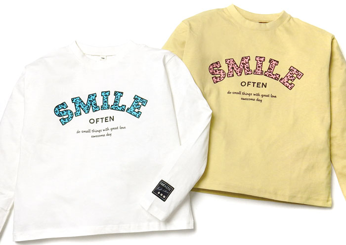 【送料無料】女児 ジュニア 本体綿100％ 長袖 Tシャツ ゆったりシルエット ヒョウ...