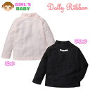 【送料無料】ベビー服 女の子 ハイネック Tシャツ 長袖 Dolly Ribbon ドーリーリボン 起毛素材 吸湿発熱 無地 お花テープレース 女児 ベビー 90cm 95cm【メール便対応】