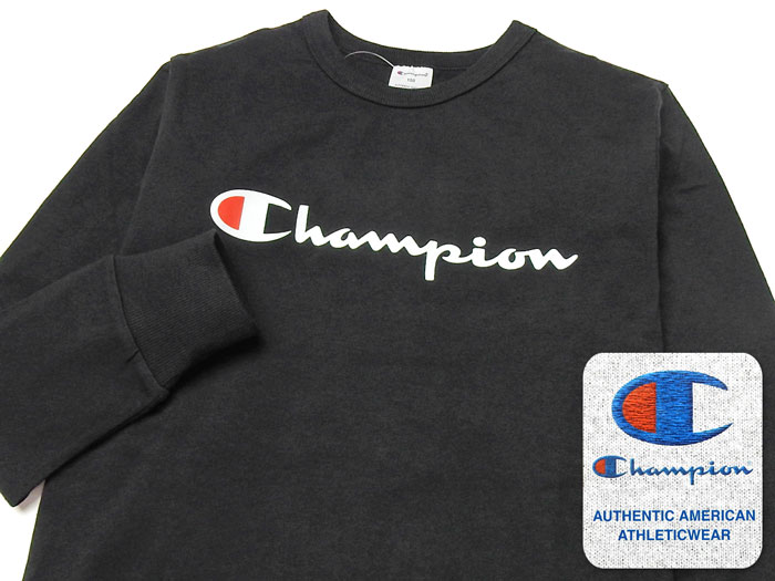 【送料無料】男児 ジュニア 長袖 Tシャツ Champion/チャンピオン 本体綿100％ 袖口...