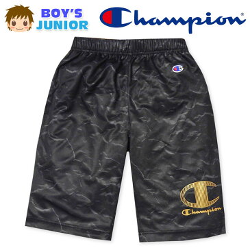 【送料無料】男児 ジュニア 裏メッシュ ハーフ パンツ Champion/チャンピオン ジャージ 通気性 グラフィック柄 子供服 男の子 140cm 150cm 160cm td-0479b-bk【メール便対応】