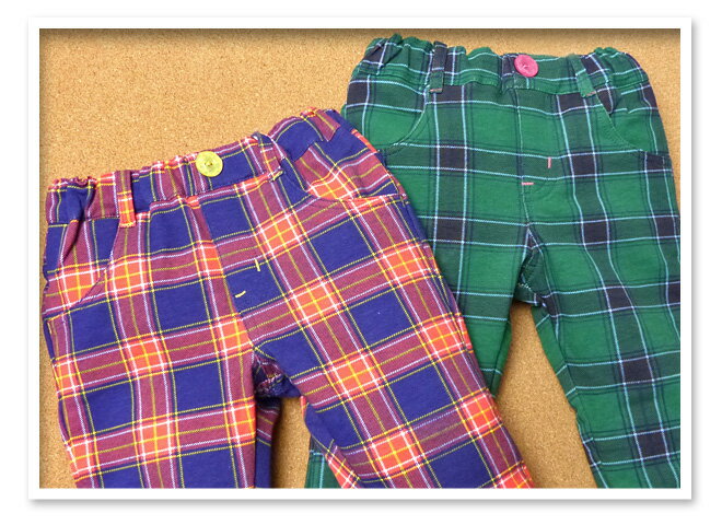 子供服 女の子 ロング パンツ ボトム タータンチェック柄 飾りボタン ミニ裏毛 ウエストゴム 女児 キッズ 100cm 110cm 120cm 130cm 3