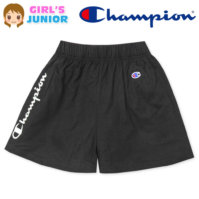 【送料無料】女児 ジュニア 天竺 ショート パンツ Champion/チャンピオン ロゴプリント 刺