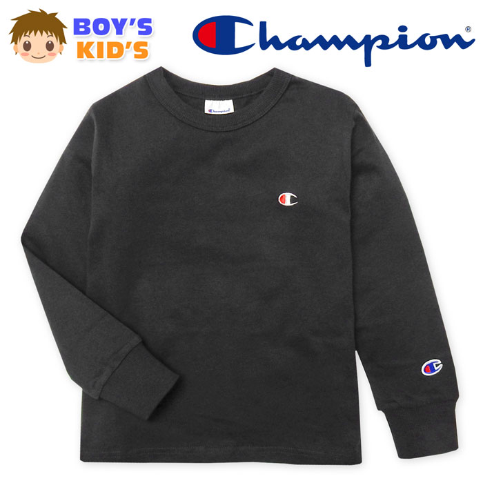 【送料無料】男児 キッズ 長袖 Tシャツ Champion/チャンピオン 本体綿100％ 袖口リ...