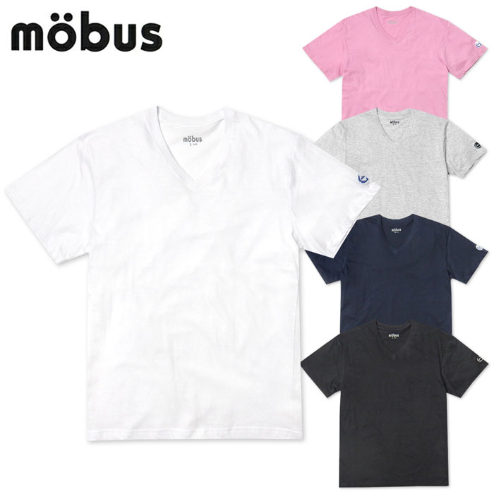 Rakuten - 【送料無料】紳士 メンズ 天竺 半袖 V首 Tシャツ インナー mobus/モーブス 綿100％ 綿混 刺繍ワッペン アンダーウェア 肌着 下着 M L LL yg-2387【メール便対応】