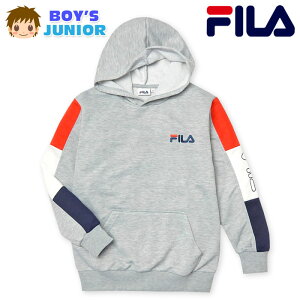 【送料無料】男児 ジュニア スウェット プルパーカー FILA/フィラ ブロック配色 プリント 刺繍 子供服 男の子 140cm 150cm 160cm td-0188a-gy【メール便対応】