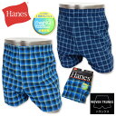 【送料無料】トランクス Hanes/ヘインズ 紳士 メンズ 前開き 抗菌防臭 綿混 格子柄 アンダーウェア インナー 肌着 下着 M L LL k-0089b【メール便対応】