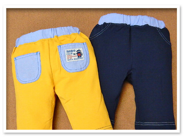 【送料無料】ベビー服 男の子 6分丈 パンツ ボトム ニット ミニ裏毛 ストレッチ 配色切替 ワッペン ウエストゴム 男児 ベビー 80cm 90cm 95cm【メール便対応】