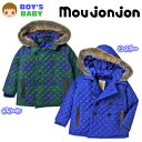 ベビー服 男の子 アウター ピーコート moujonjon ムージョンジョン 中綿キルト 無地 チェック柄 コーデュロイ切替 デザインボタン 男児 ベビー 90...