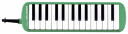 小型で軽量なので、幼児の活動内容にもピッタリです。 少ない息でも良く鳴りますので、初めてのメロディオンとして おすすめの機種です。 鍵数・音域 :アルト27鍵　f〜g2 仕上 :リードプレートメッキ仕上 寸法 :365×105×50mm 重量 :本体469g　ケース515g 付属品 :立奏唄口・卓奏唄口セット・中空二重ブローケース（パステルグリーン）