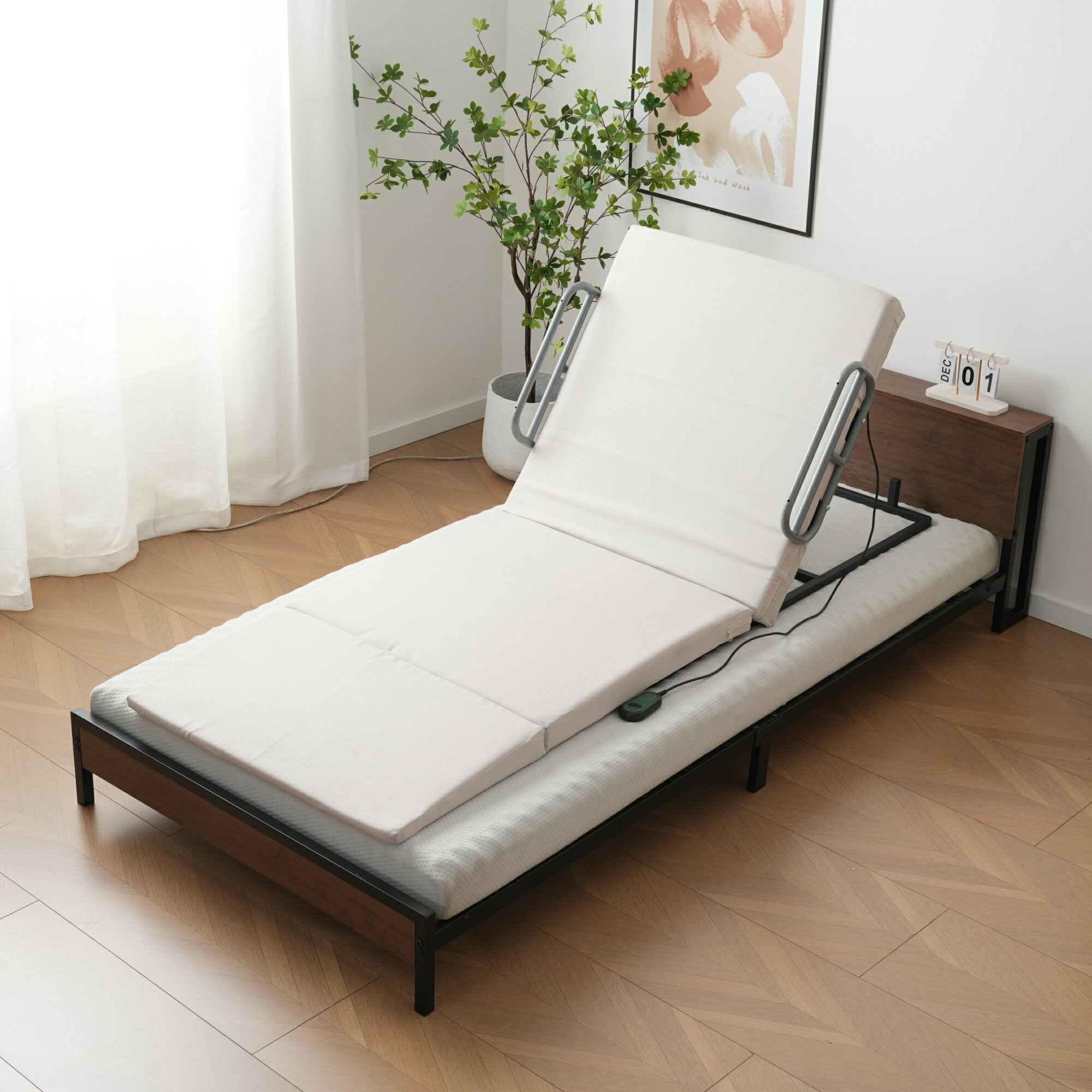 電動介護マット リクライニングマット 介護用 介護ベッド 補助ベッド 乗せるだけ 角度調節 折りたたみ ..