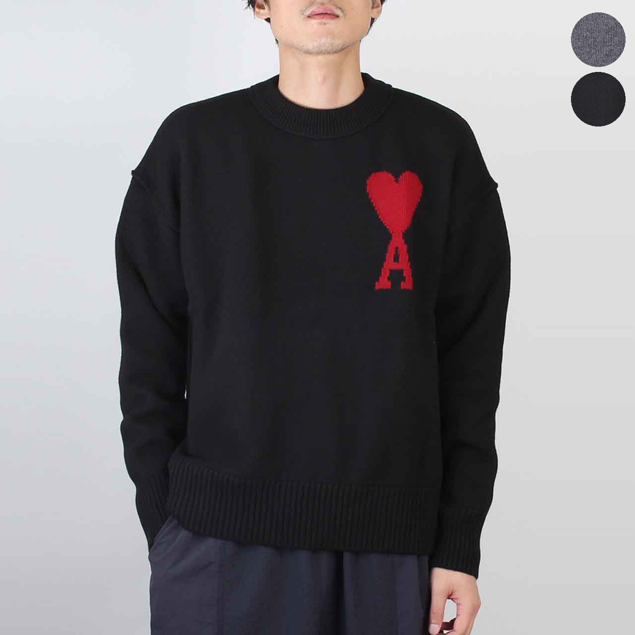 アミパリス AMI PARIS モックネック長袖ニット AMI DE COEUR RED ADC SWEATER メンズ レディース BFUKS006.018