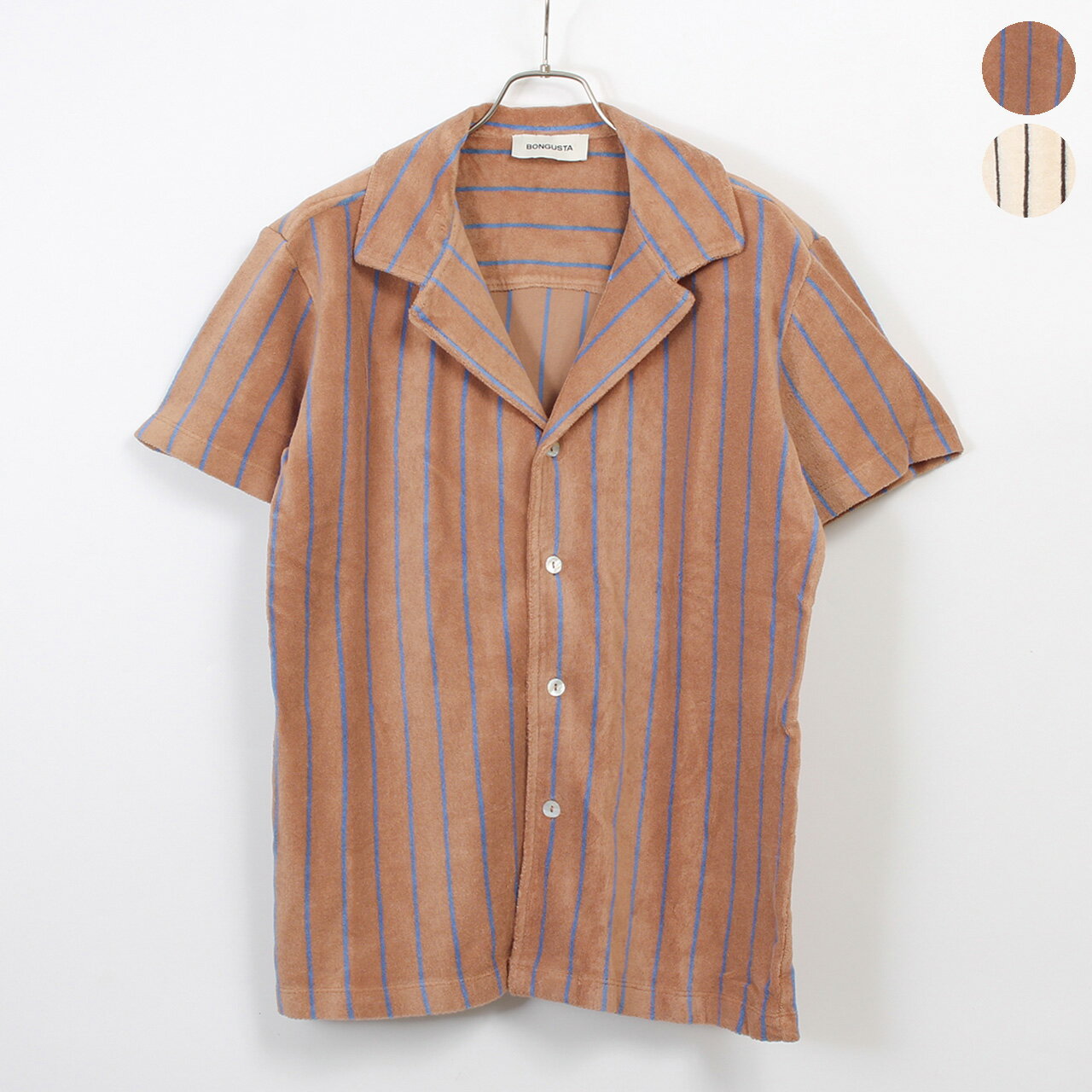 Rakuten - 【13％OFFセール!!】ボングスタ BONGUSTA 半袖シャツ NARAM SHIRT [ナラム ボーダーシャツ ストライプ柄] レディース メンズ BON68 100% ORGANIC COTTON