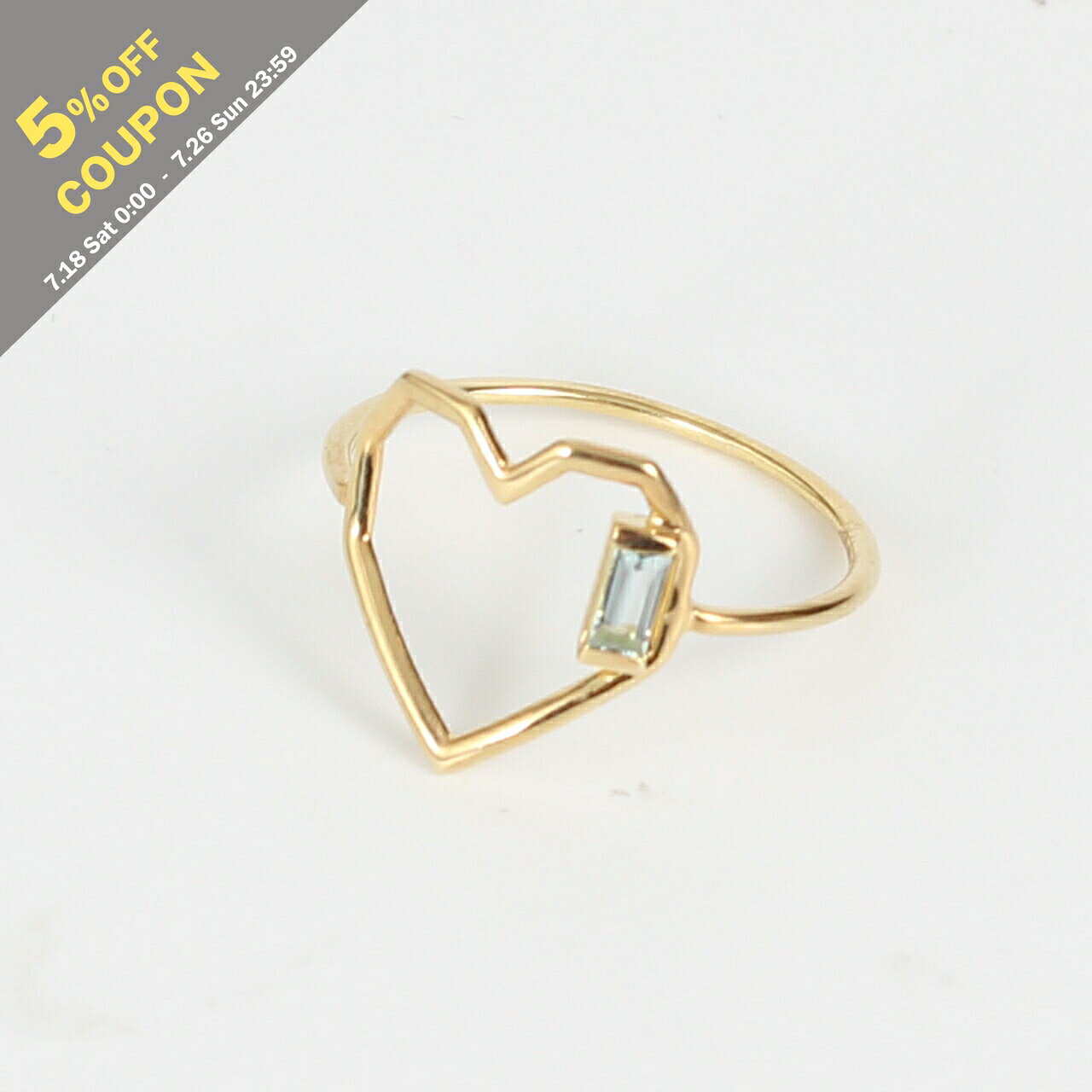 アリータ ALIITA リング 指輪 CORAZON BAGUETTE HEART AQUAMARINE RING  レディース RIPUEK0017YG09K 9KT