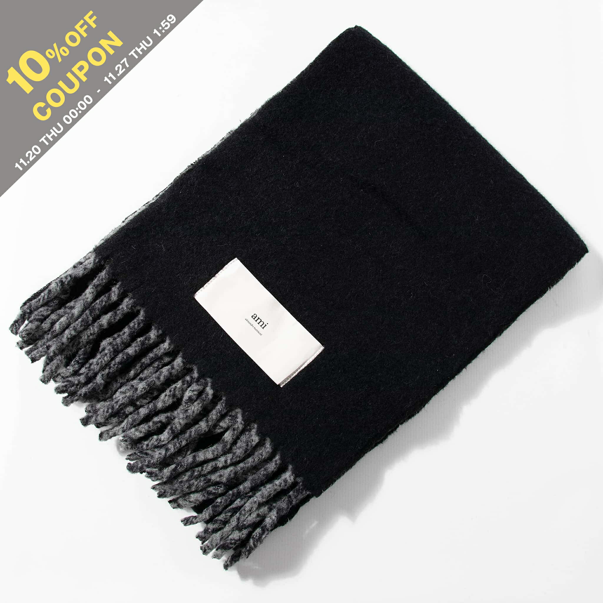 【10%OFFクーポン対象】アミパリス AMI PARIS マフラー AMI ALEXANDRE MATTIUSSI BICOLOR DOUBLE-SIDED SCARF WITH TAB [タブ バイカラー ダブルサイドスカーフ] USF426.AW0057 メンズ レディース