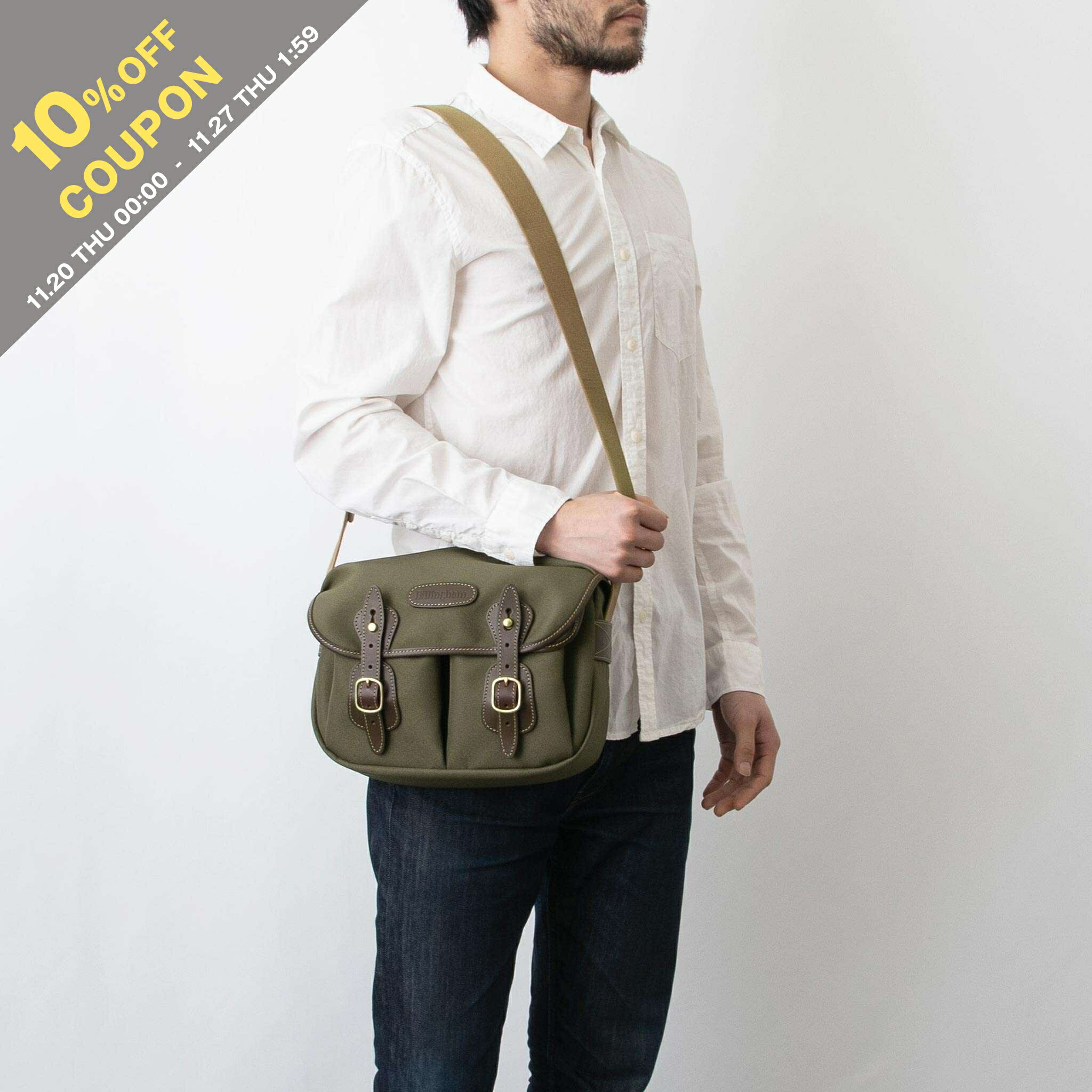 【10%OFFクーポン対象】ビリンガム BILLINGHAM バッグ メンズ レディース ショルダーバッグ HADLEY SMALL CAMERA BAG 503348-54 SAGE FIBRENYTE/CHOCOLATE