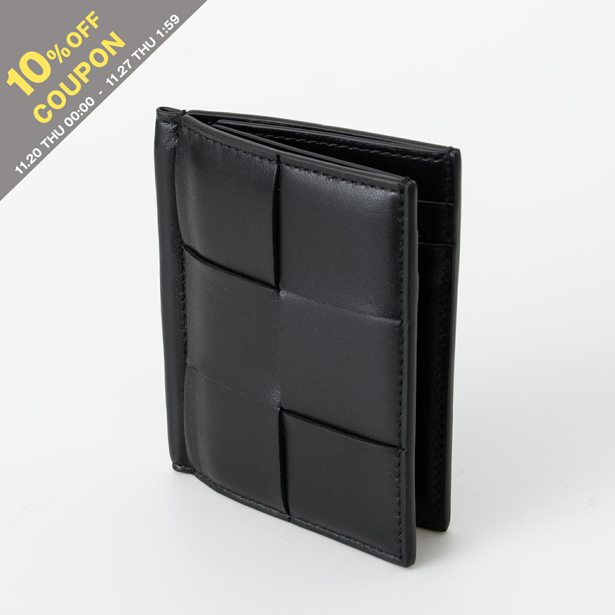 【10%OFFクーポン対象】ボッテガヴェネタ BOTTEGA VENETA レディース カードケース ブラック CASSETTE SLIM FLAP CARD CASE [カセット] 787901 VCQC1 8425 BLACK