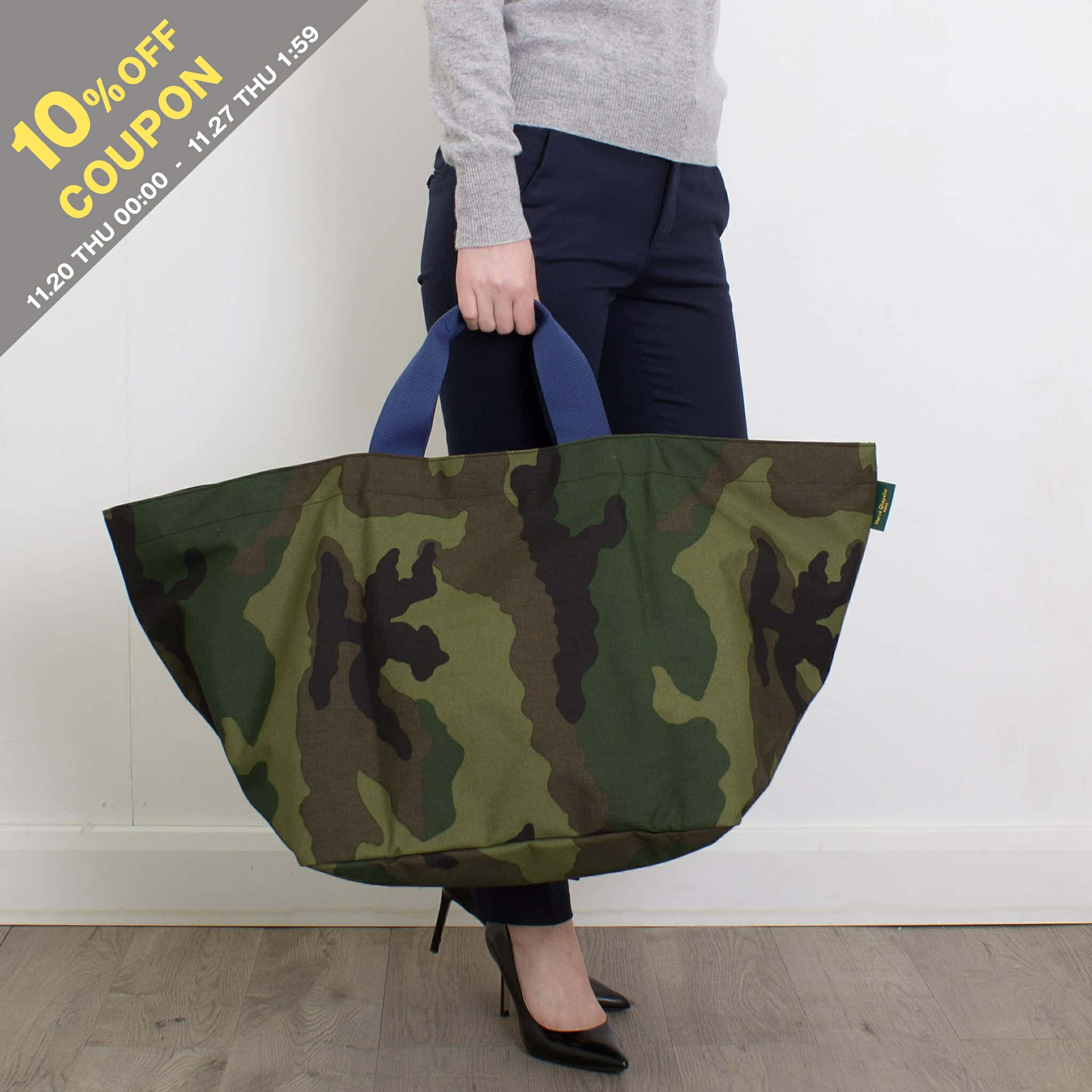 【10%OFFクーポン対象】エルベシャプリエ HERVE CHAPELIER バッグ トートバッグ CAMOUFLAGE カモフラージュ コーデュラナイロン舟型マキシトートXXL 迷彩 848W レディース メンズ【レイングッズ】【A4】のサムネイル