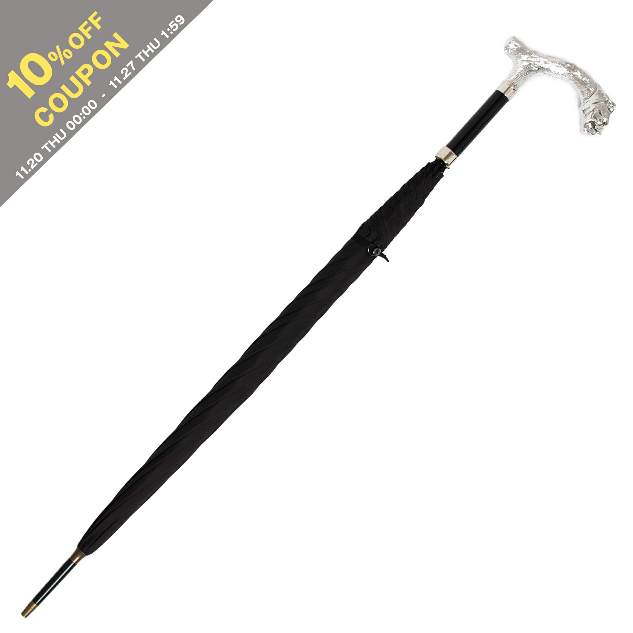 【10%OFFクーポン対象】フォックスアンブレラズ FOX UMBRELLAS 傘 長傘 日傘 NICKEL FINISH ANIMAL HEA..