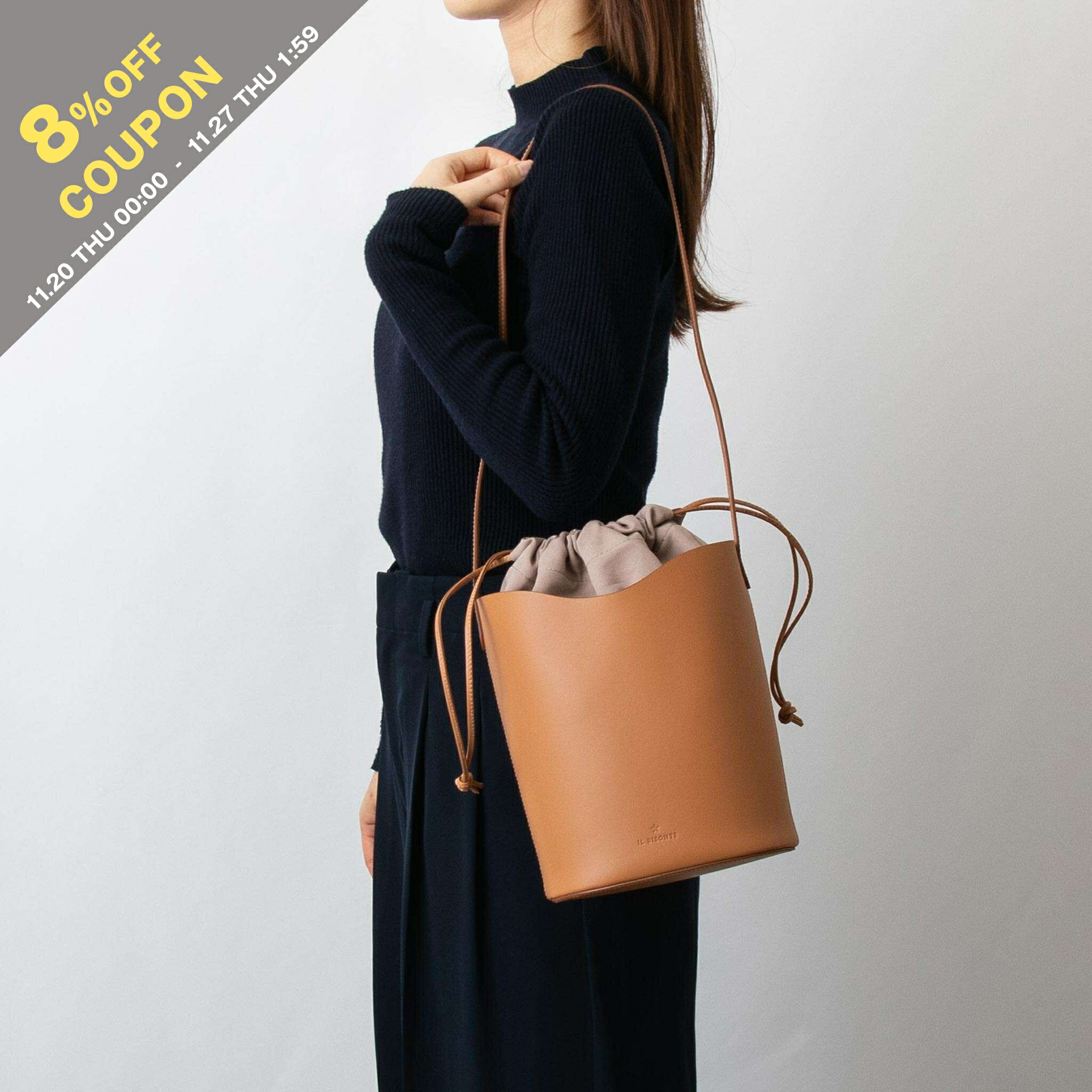 【8%OFFクーポン対象】イルビゾンテ IL BISONTE バッグ レディース ショルダーバッグ ROSETO BUCKET BAG SMALL (Sサイズ) BBU025 PV0041(4)