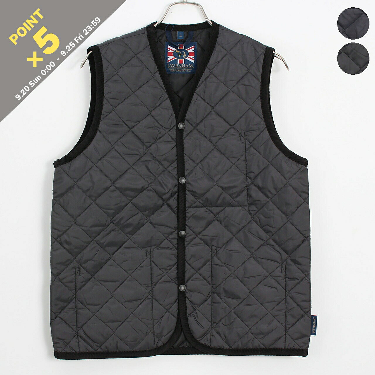 【美品】JAVENHAM ブラック キルティングベスト 38 rtw0208-99_f.jpg